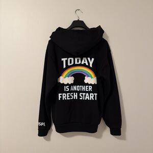 Simple Gospel Justin Bieber Hoodie Black Fresh Start Rainbow - Medium